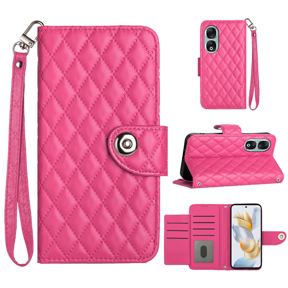 YB Imprinting Series-8 for Honor 90 Case Rhombus Imprinted 7 Card Slots Phone Protector YB Imprinting Series-8 for Honor 90 Case Rhombus Imprinted 7 Card Slots Phone Protector
